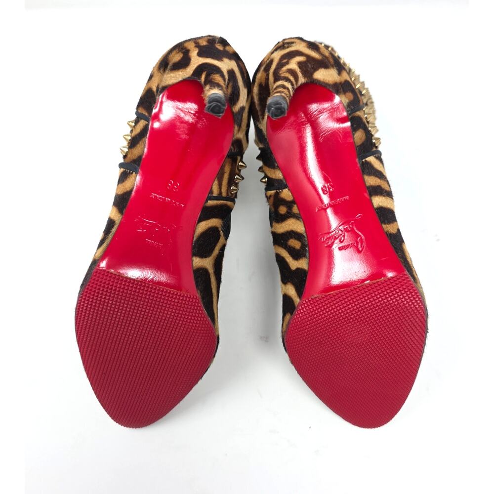 Christian Louboutin Ankle Boots Leopard Hongroise Calf Hair Spike Brown 38 8 - Picture 7 of 9
